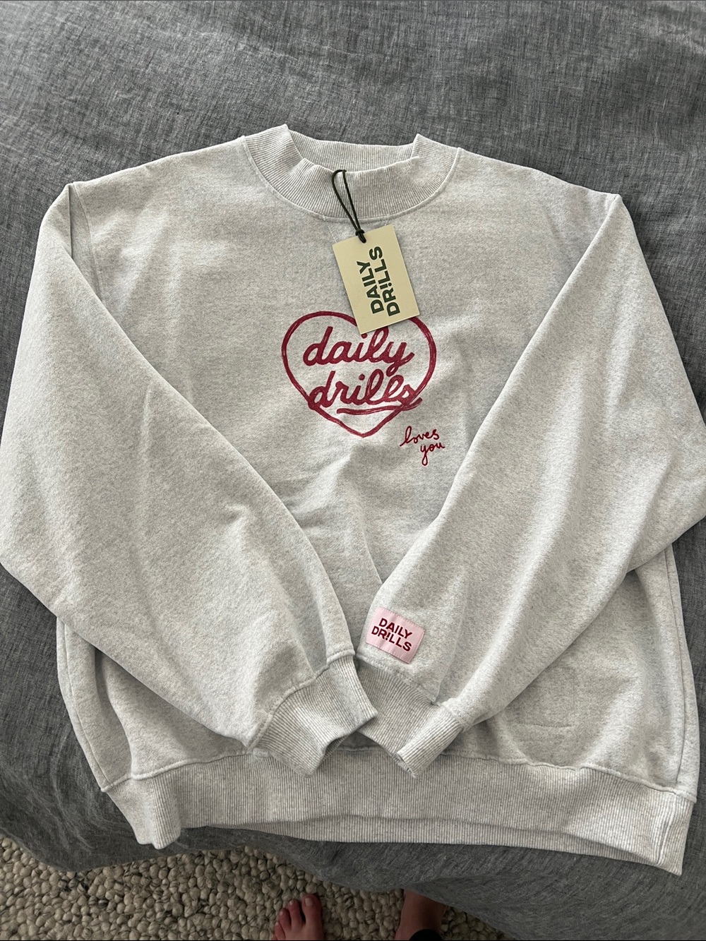 Daily Drills Light Gray Sweatshirt with Red Heart Logo